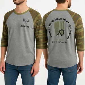 Alternative Bar D Outdoors Camo Raglan Graphic Tee 3/4 Sleeve XL